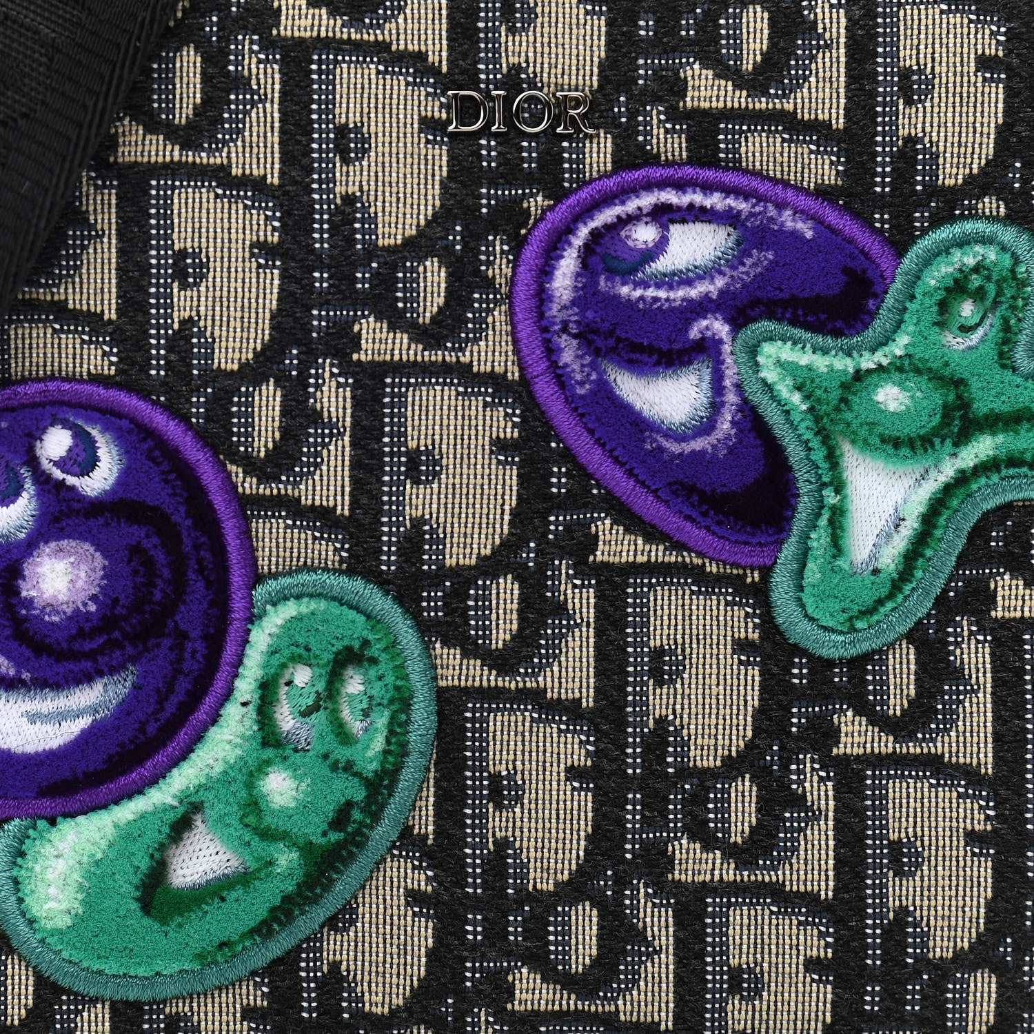 Christian Dior X KENNY SCHARF Oblique Canvas Embroidered Patches Crossbody Charcoal 11 of 11
