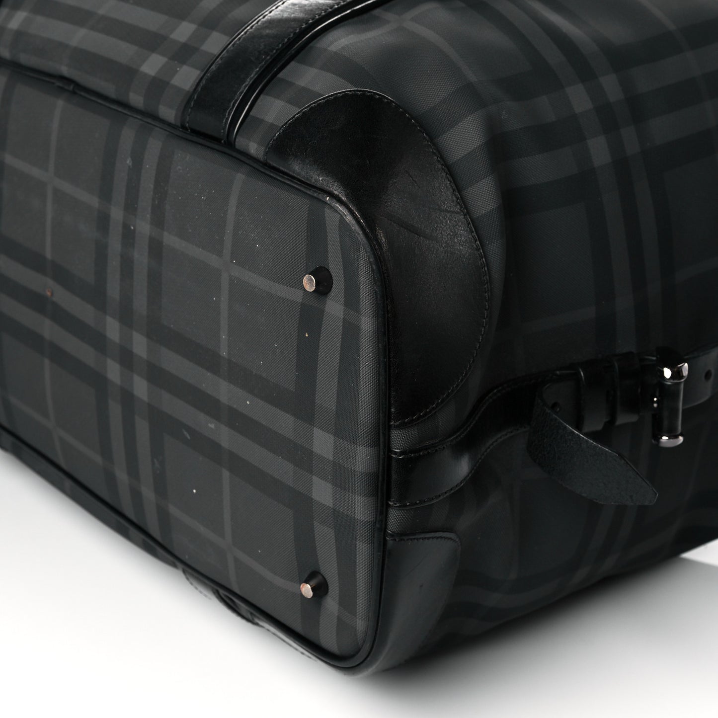Nylon Smoked Check Weekend Duffle Bag Black