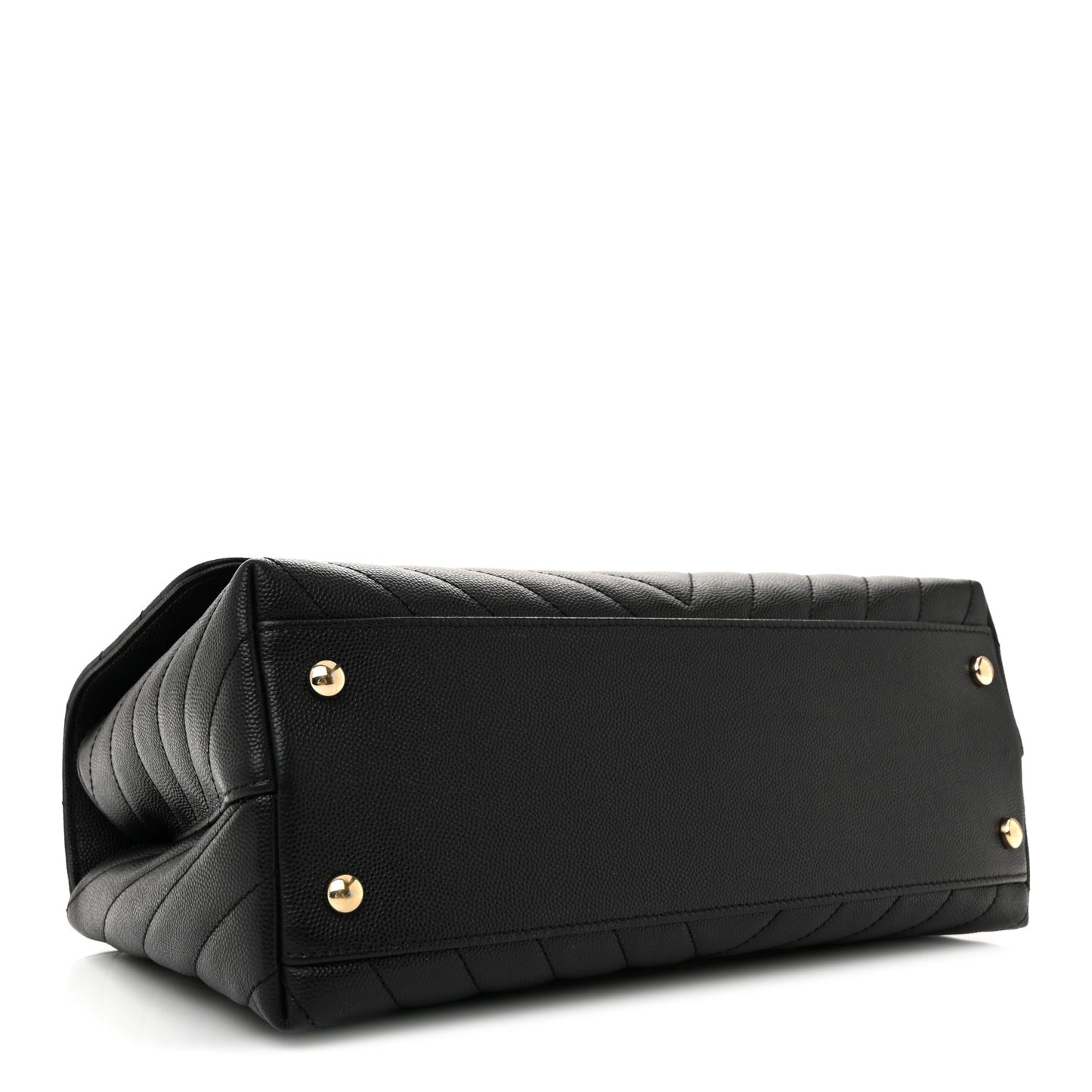 Caviar Lizard Embossed Quilted Chevron Small Coco Handle Flap Black