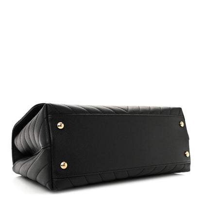 Chanel Caviar Lizard Embossed Quilted Chevron Small Coco Handle Flap Black 4 of 12
