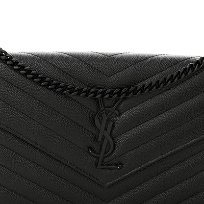 Saint Laurent Grain De Poudre Matelasse Chevron Monogram Monochrome Chain Wallet Black 8 of 12