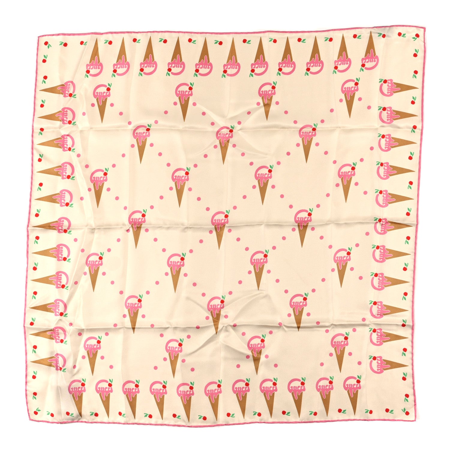 Gucci Silk Monogram Ice Cream Square Scarf White 1 of 3