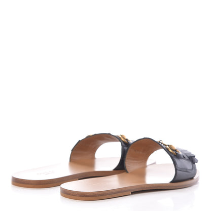 Gucci Malaga Kid Fringe Horsebit Slide Sandals 36 Black 4 of 8