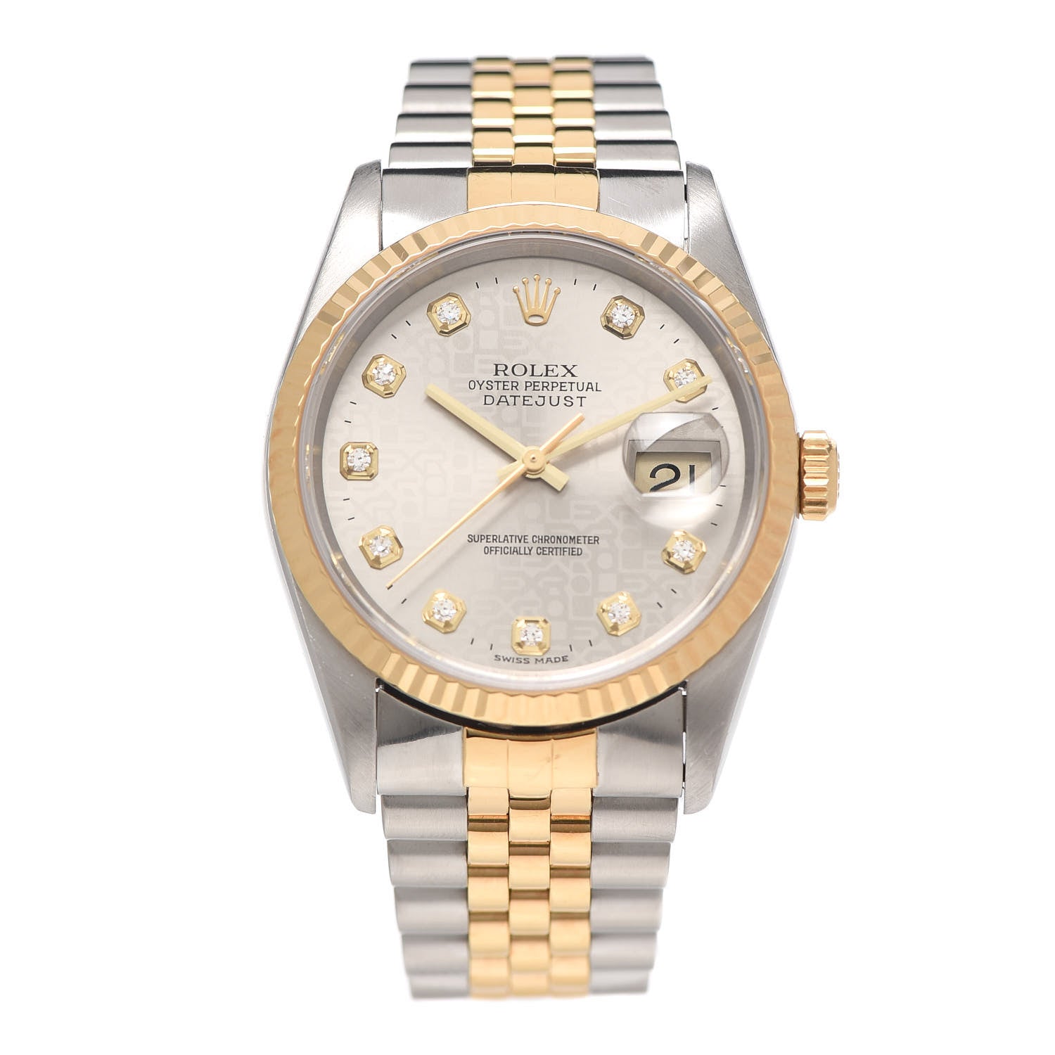 Rolex Stainless Steel 18K Yellow Gold Diamond 36mm Oyster Perpetual Datejust Watch Slate Jubilee 16233 1 of 5