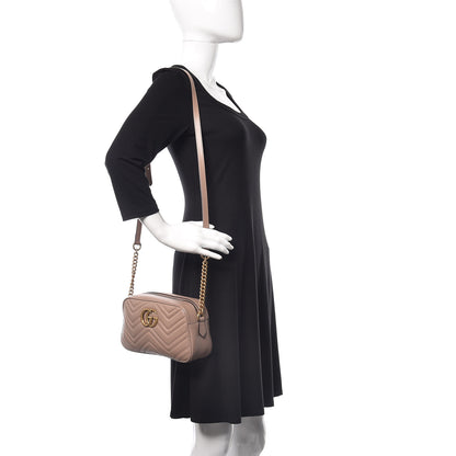 Gucci Calfskin Matelasse Small GG Marmont Chain Shoulder Bag Taupe 2 of 11