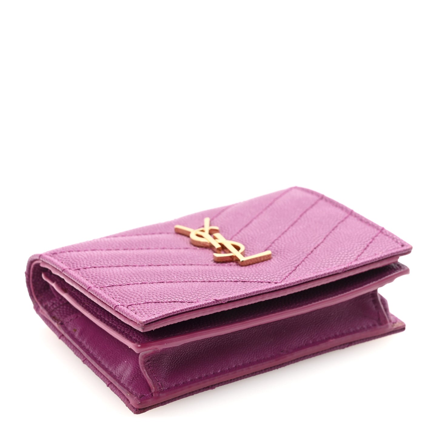 Grain De Poudre Matelasse Chevron Monogram Flap Card Case Dark Grape