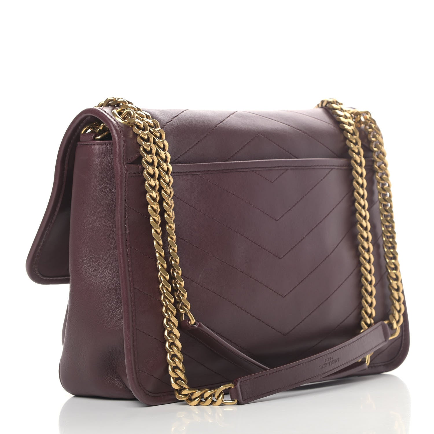 Saint Laurent Lambskin Matelasse Monogram Medium Niki Chain Satchel Burgundy 2 of 9