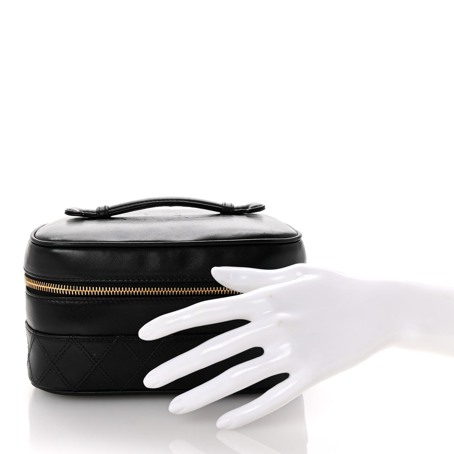 Lambskin Vanity Cosmetic Case Black
