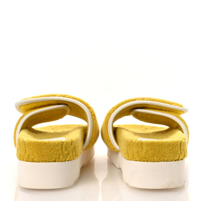 Gucci X ADIDAS Terry Cloth Trefoil GG Monogram Womens Platform Sandals 37 Smile Yellow Off White 6 of 10