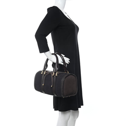 Burberry Prorsum Jacquard Tweed Medium Barrel Bag Dark Brown 2 of 10