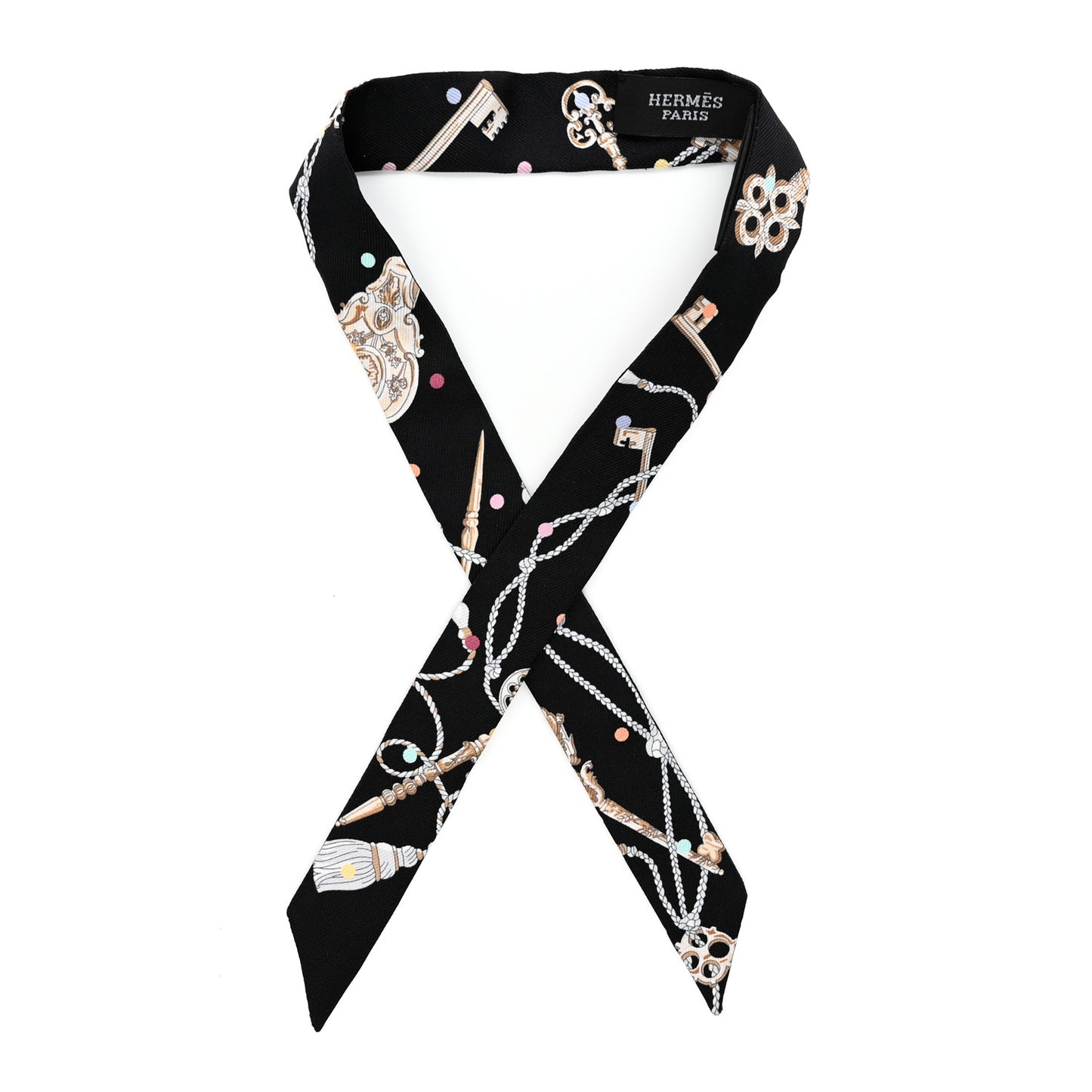 Silk Les Cles A Pois Doll Twilly Black Beige Rose