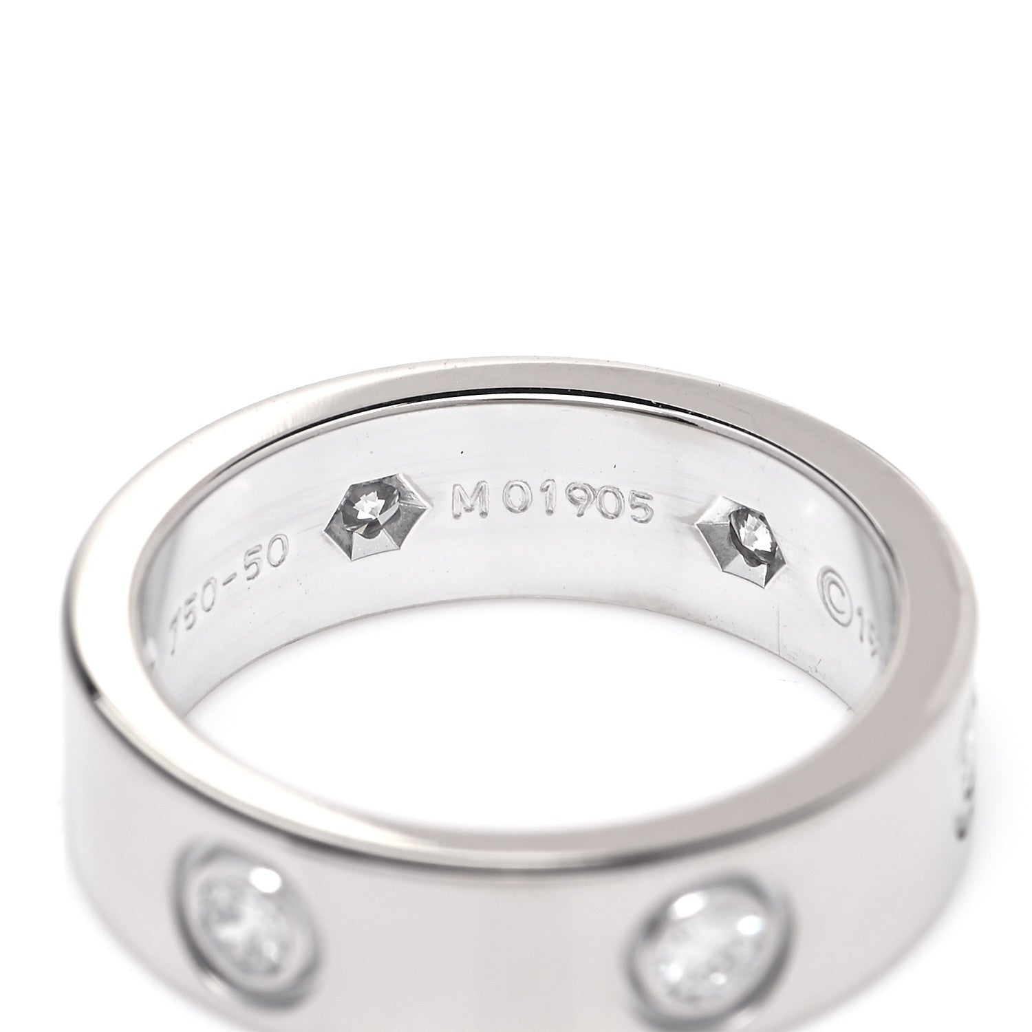 Cartier 18K White Gold 6 Diamond 5.5mm LOVE Ring 50 5.25 9 of 10