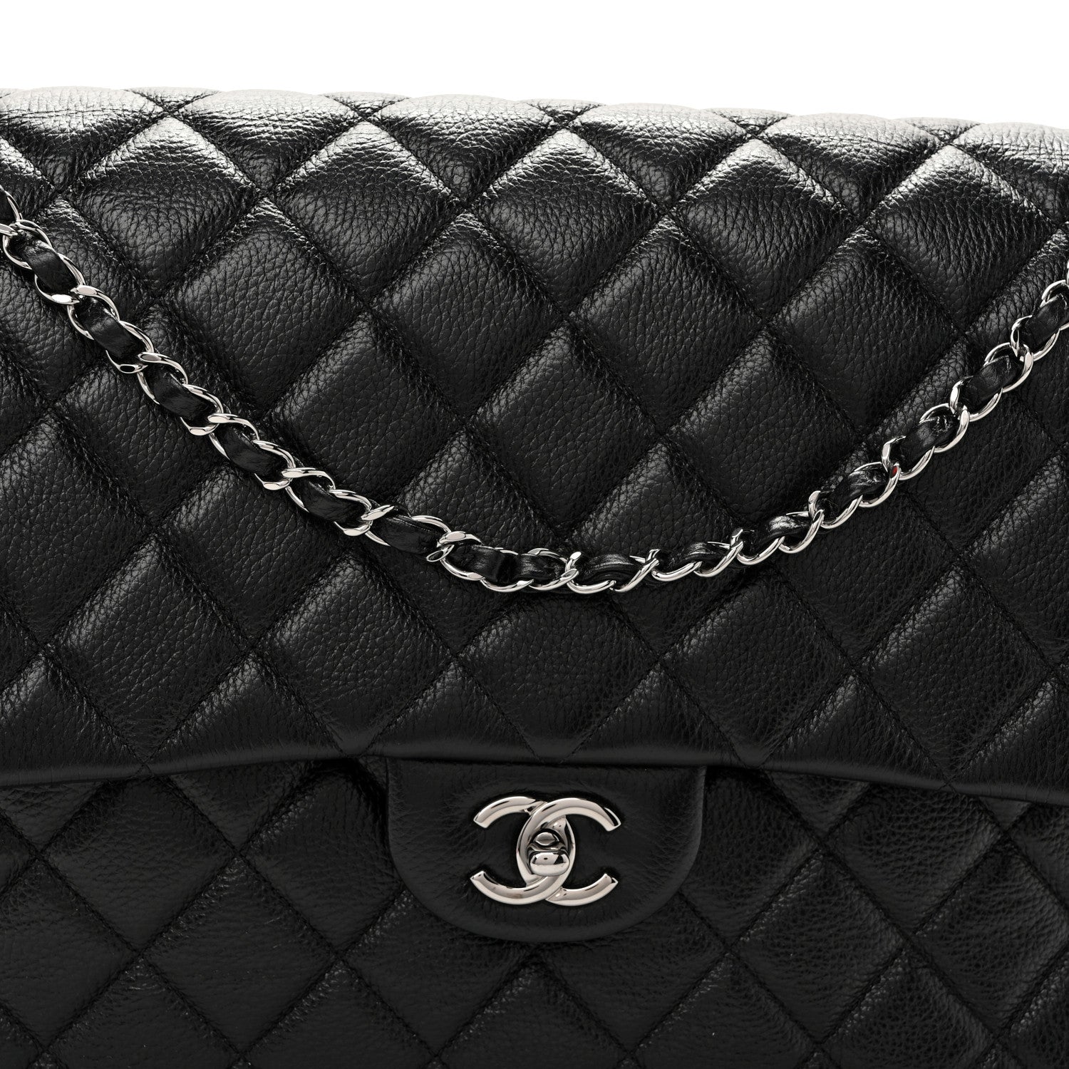 Chanel Grained Calfskin Quilted XXL Travel Flap Bag Black 8 of 10