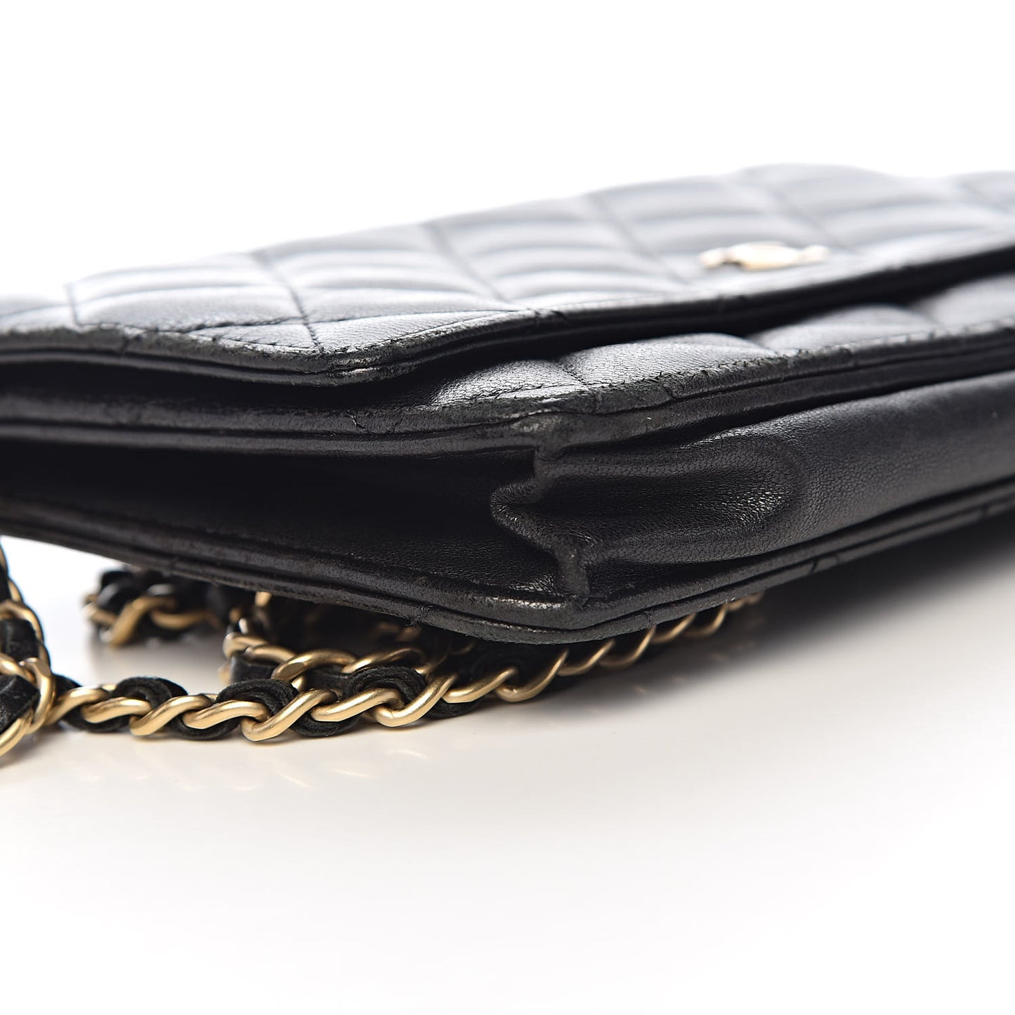 Lambskin Quilted Wallet On Chain WOC Black