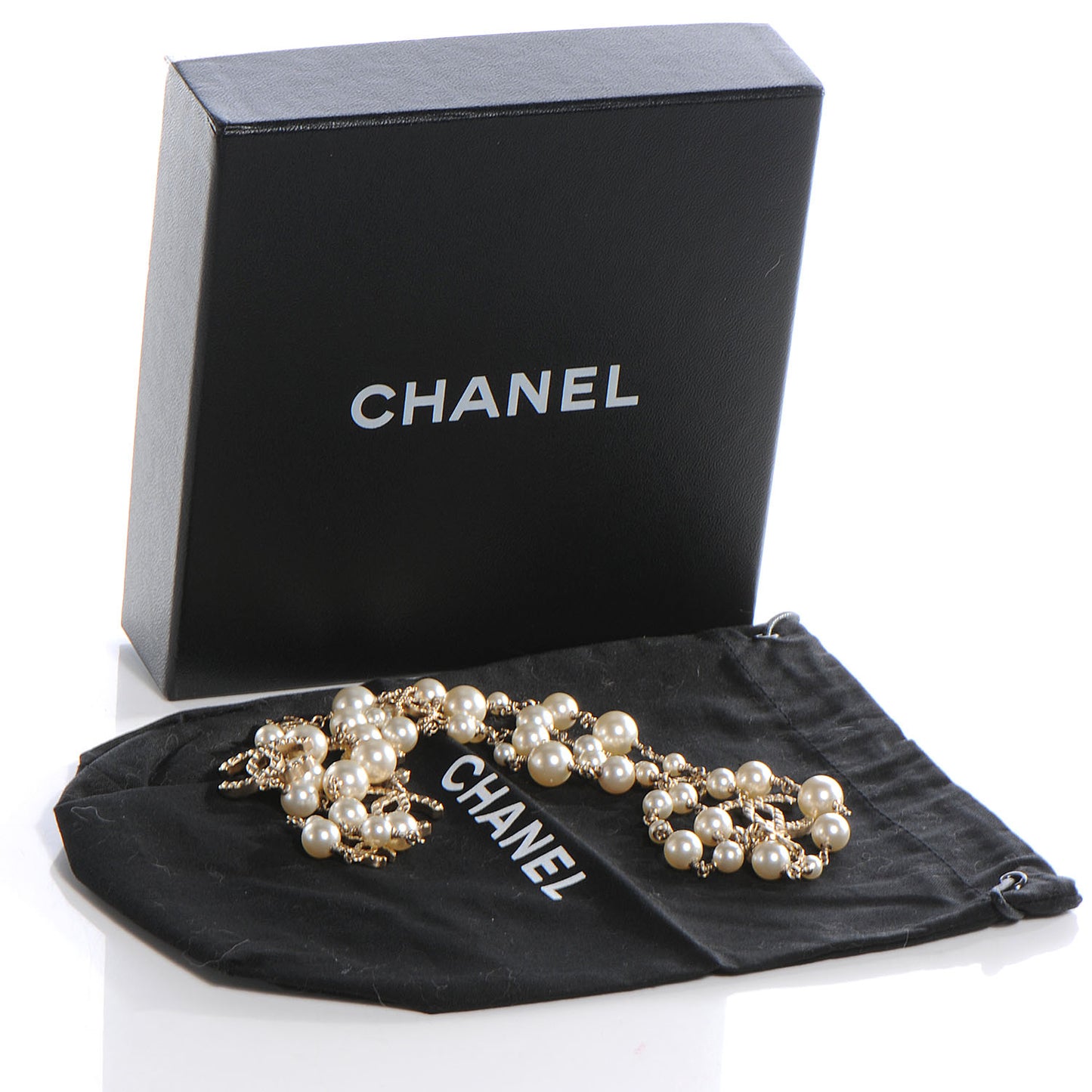 Pearl CC Long Necklace Gold