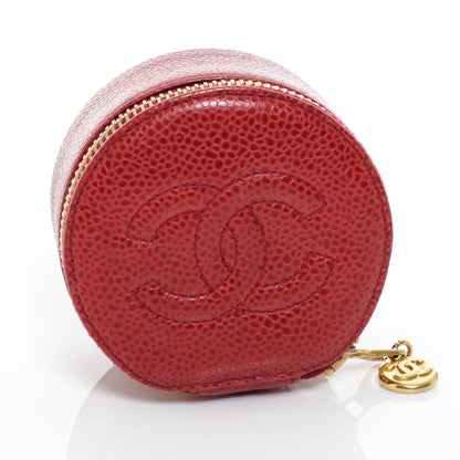 Chanel Small Caviar Jewelry Travel Case Dark Red 3 of 7