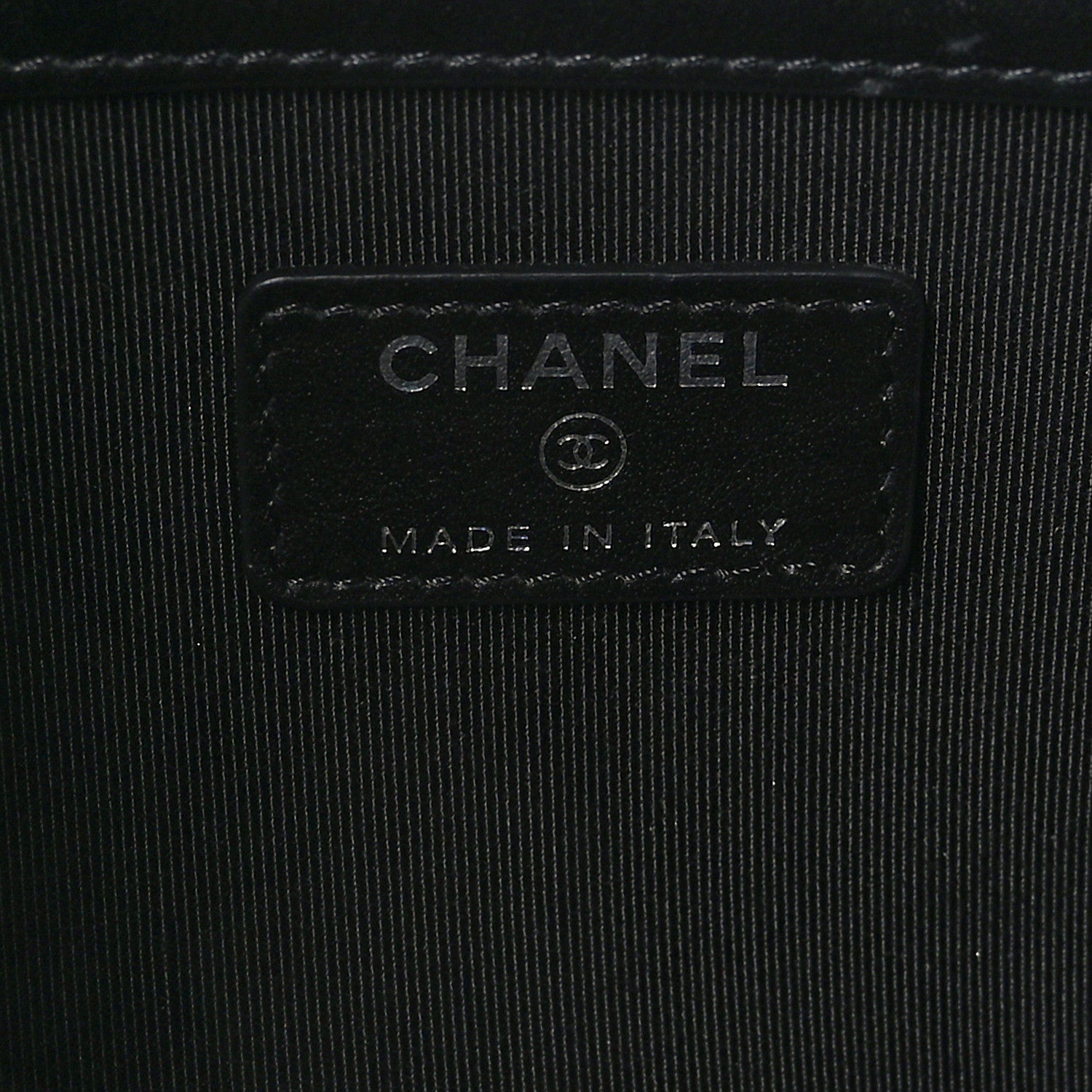 Chanel Coated Canvas Calfskin Camellia Printed Pouch Black Beige 6 of 7