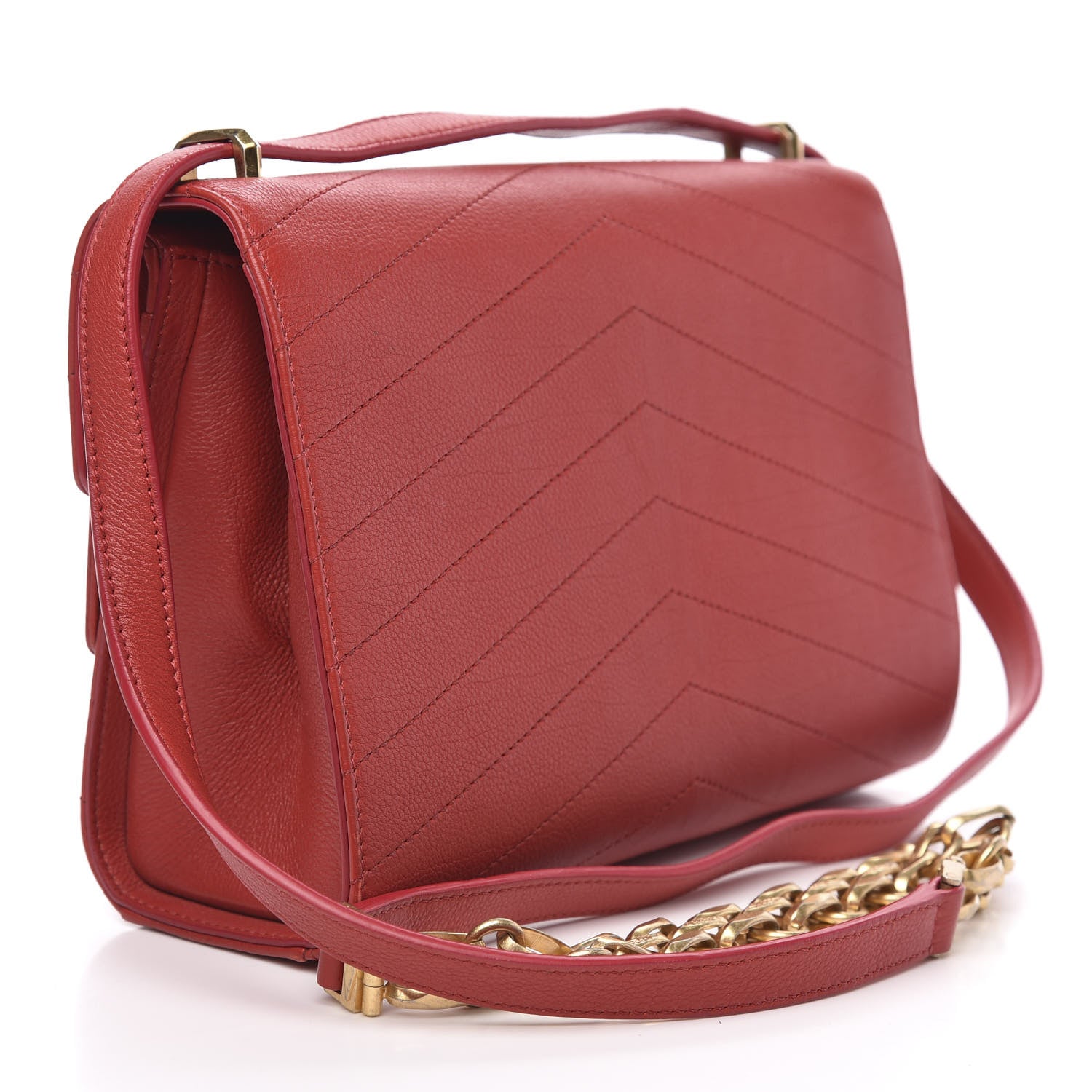 Chanel Calfskin Chevron Quilted Casual Trip Flap Red 3 of 11