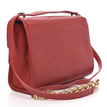 Chanel Calfskin Chevron Quilted Casual Trip Flap Red 3 of 11