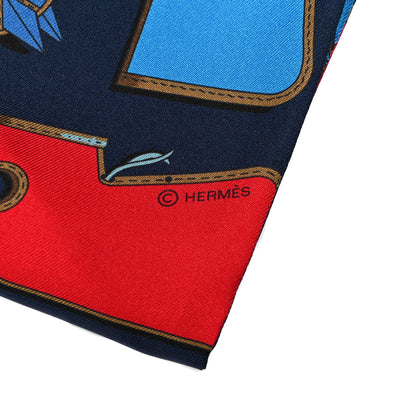 Hermes Silk Camails Maxi Twilly Marine Rouge Cobalt 3 of 4