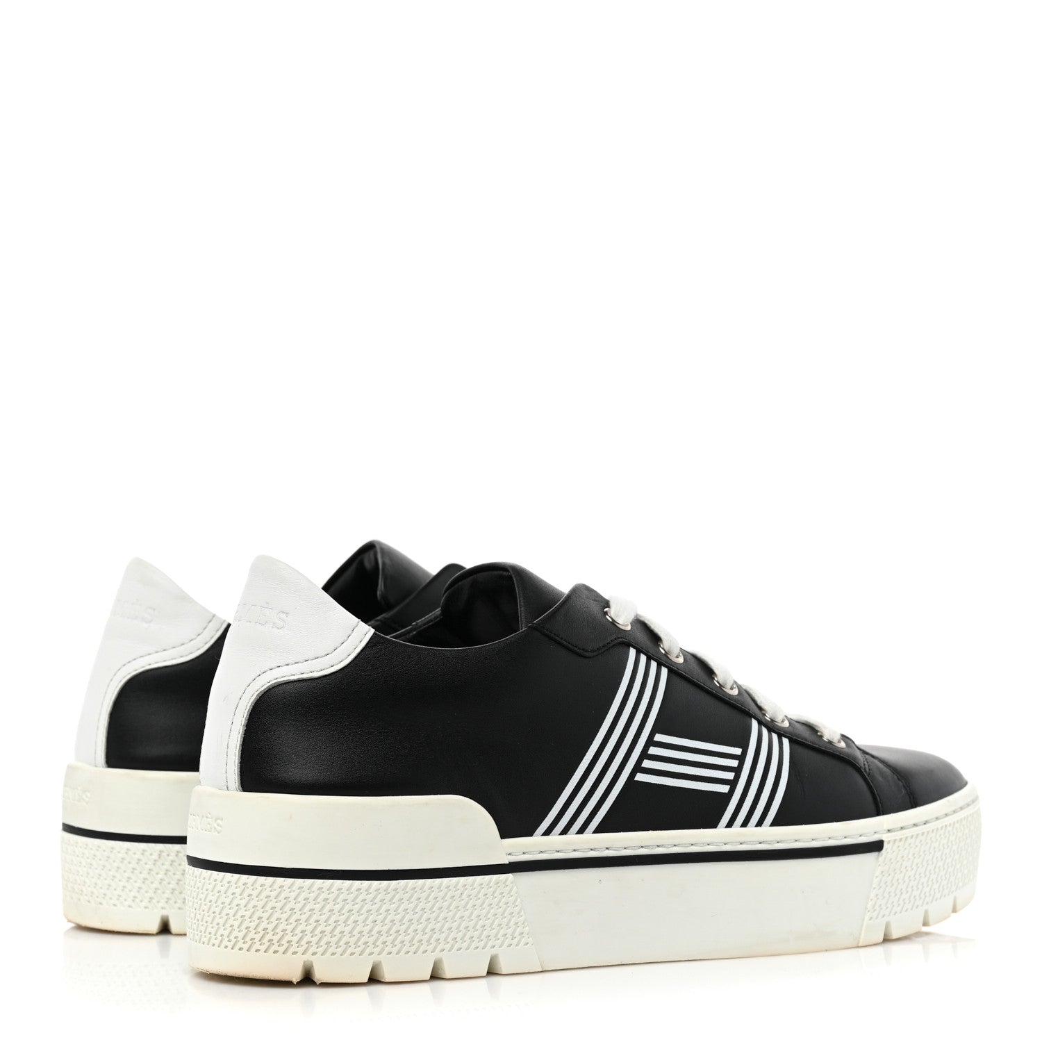 Hermes Calfskin Womens Dare Sneakers 38.5 Black White 4 of 8