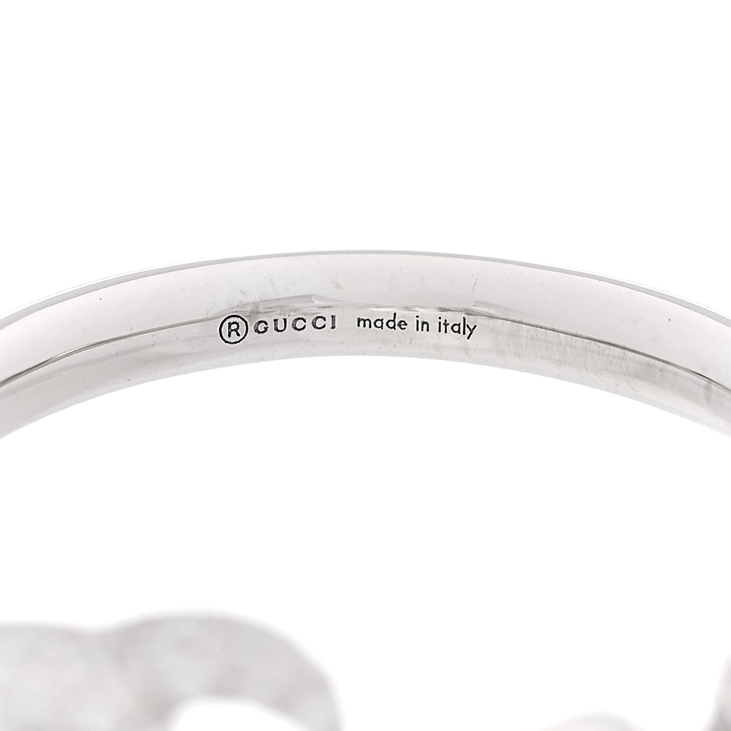 18K White Gold Diamond Flora GG Open Ring 56 7.5