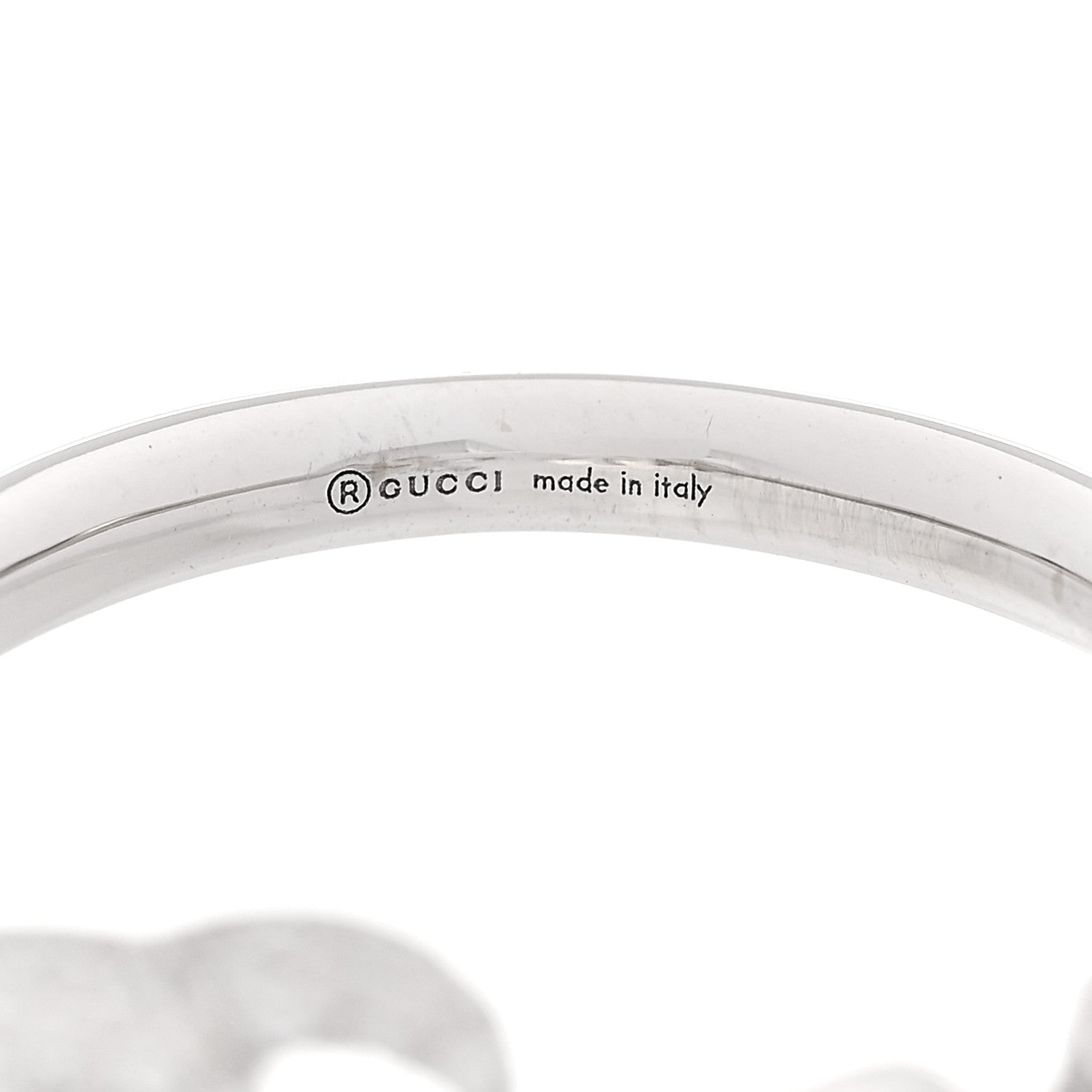 Gucci 18K White Gold Diamond Flora GG Open Ring 56 7.5 4 of 7