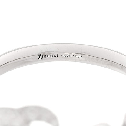 Gucci 18K White Gold Diamond Flora GG Open Ring 56 7.5 4 of 7