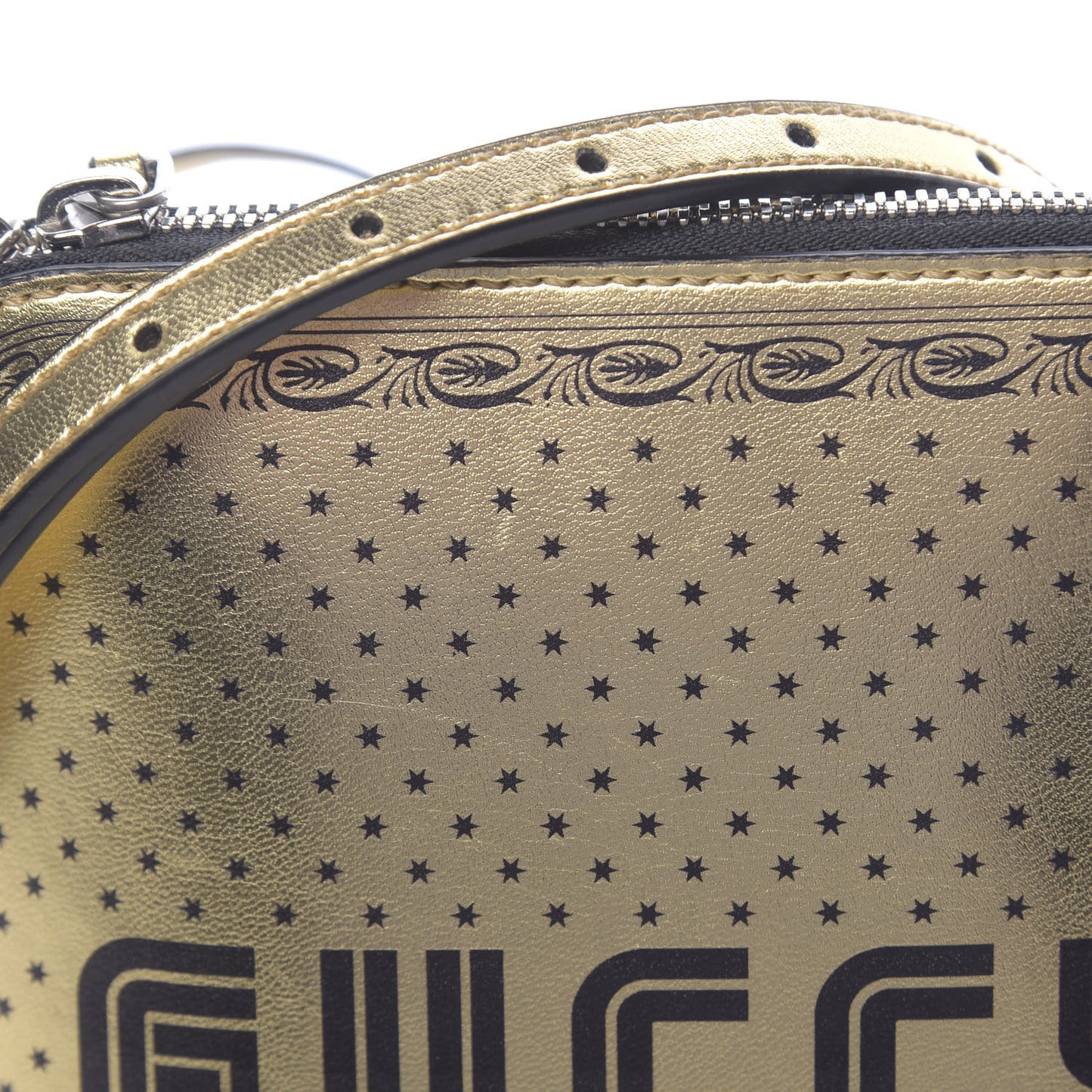 X SEGA Calfskin GUCCY Stars Mini Dome Shoulder Bag Gold