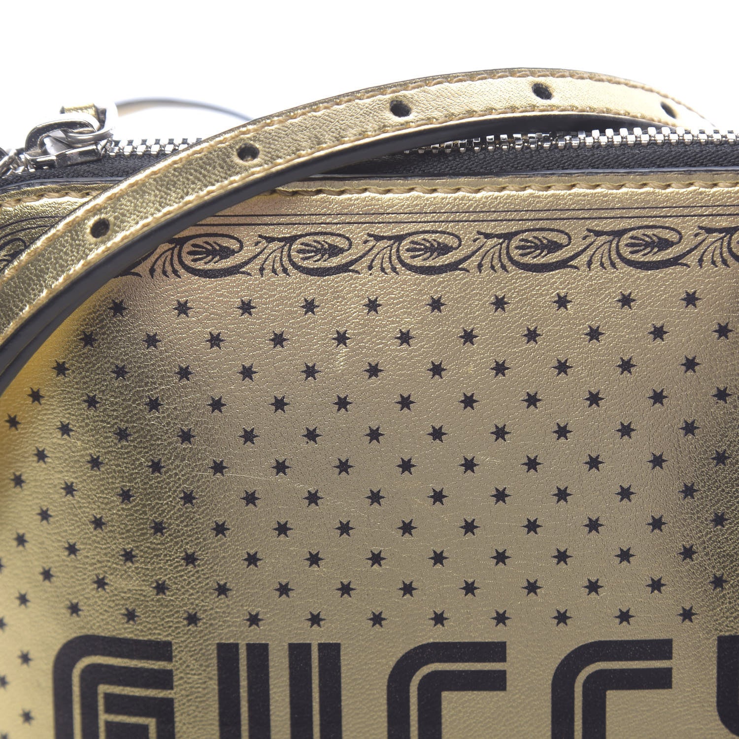 Gucci X SEGA Calfskin GUCCY Stars Mini Dome Shoulder Bag Gold 9 of 11