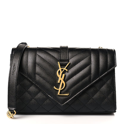 Saint Laurent Grain De Poudre Textured Mixed Matelasse Triquilt Small Monogram Satchel Black 1 of 9