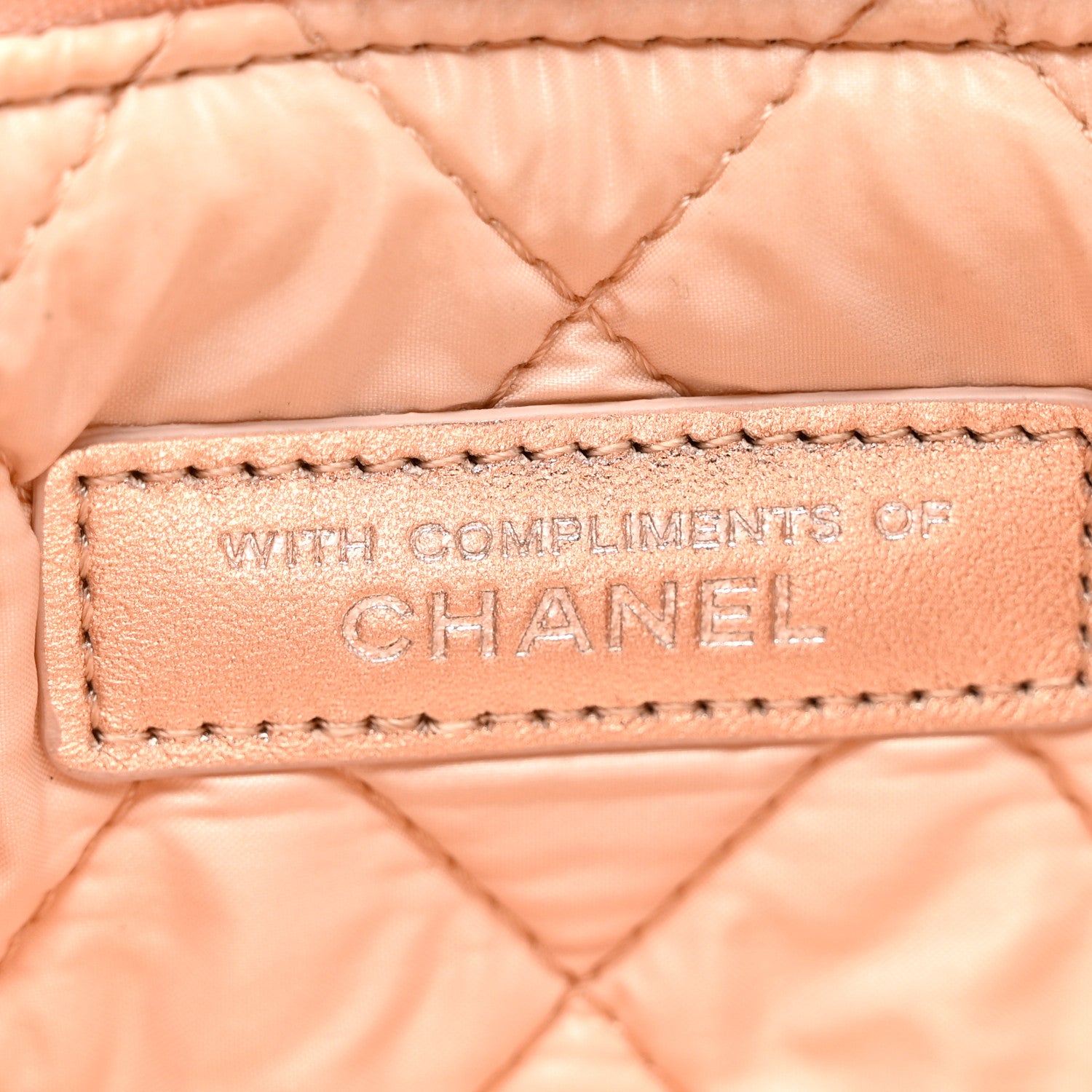 Chanel Metallic Lambskin Quilted Cosmetic Pouch Light Pink 7 of 9