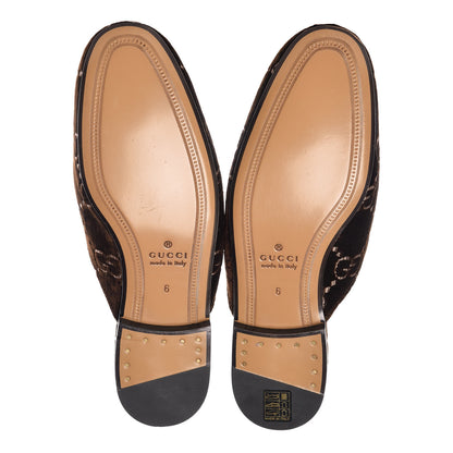 Gucci Velvet GG Monogram Mens Princetown Slippers 8 Brown 5 of 9
