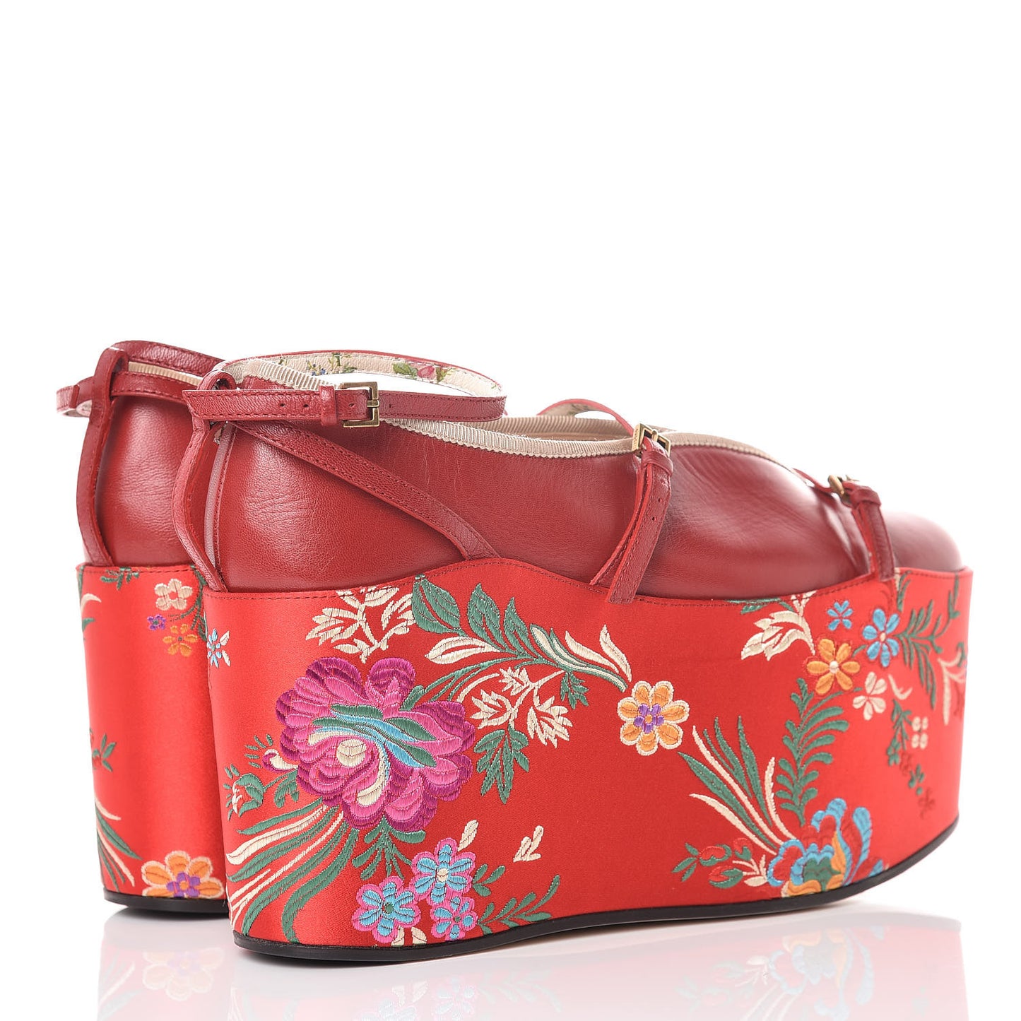 Malaga Kid Silk Hannelore Detachable Platform Slide 38 Hibiscus Red