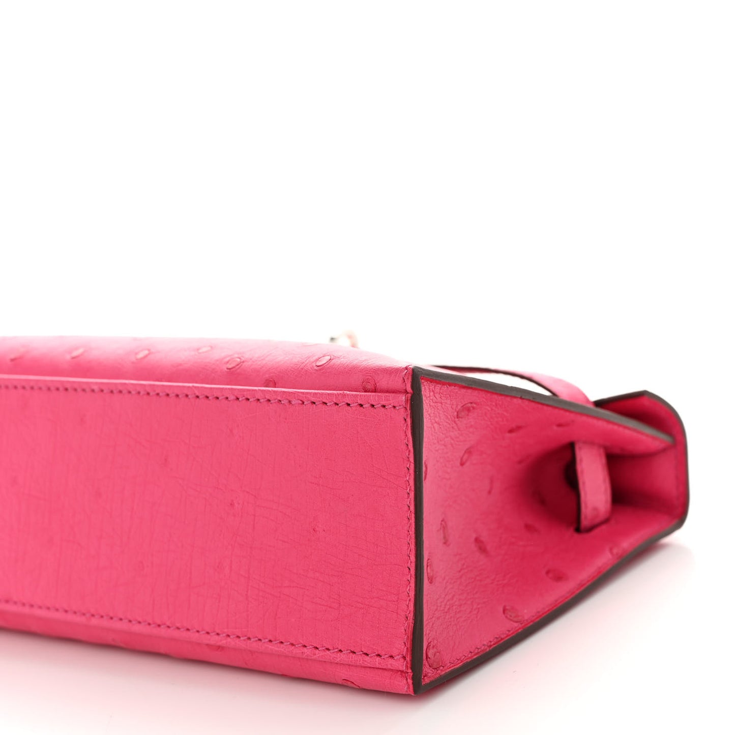 Ostrich Kelly Pochette Clutch Rose Tyrien