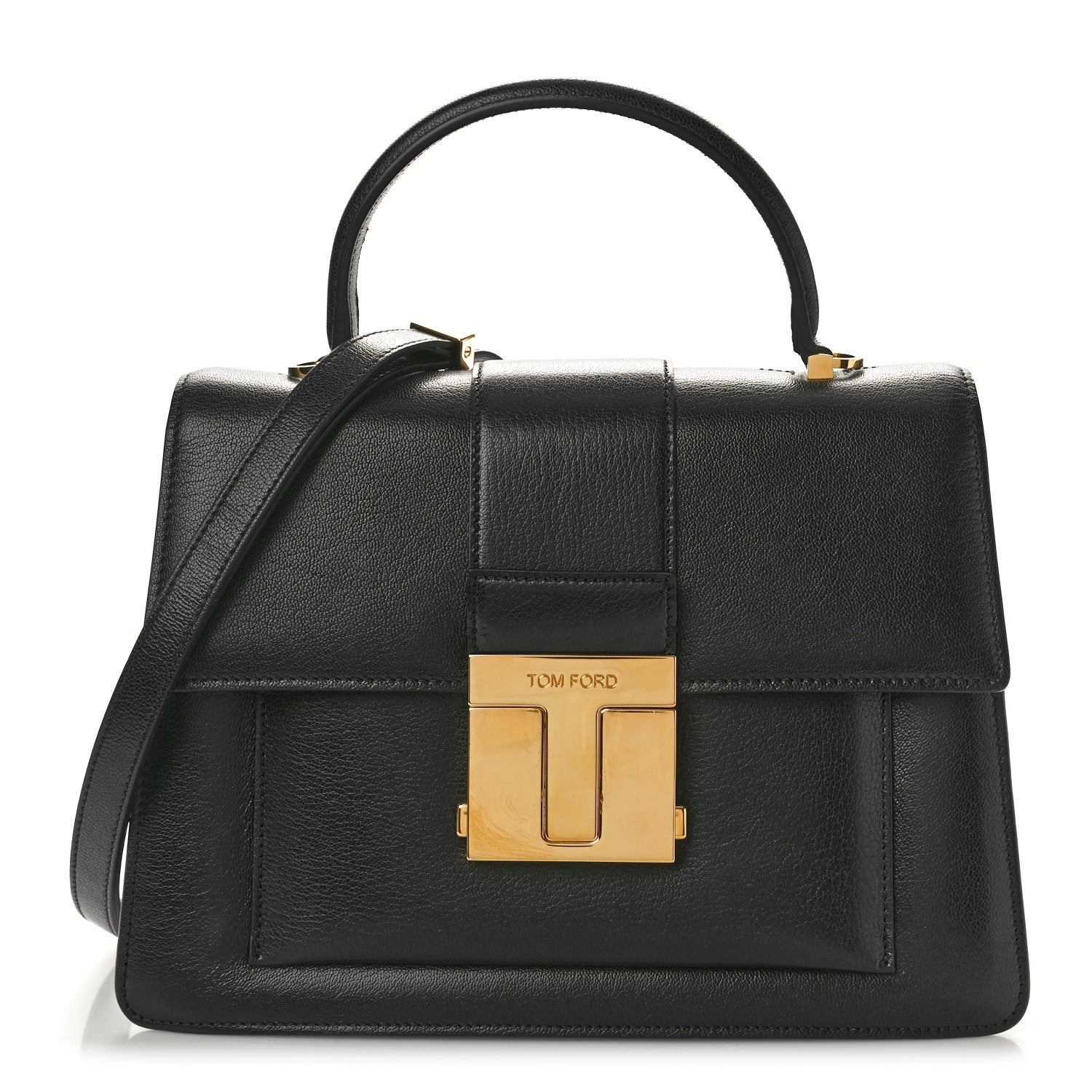Tom Ford Shiny Goatskin Top Handle Day Bag Black 1 of 9