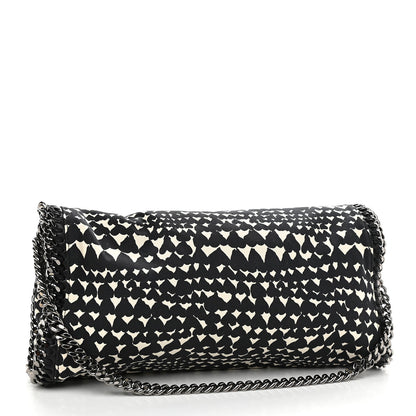 Stella McCartney Cotton Canvas Hearts Falabella Fold Over Tote Black White 3 of 9