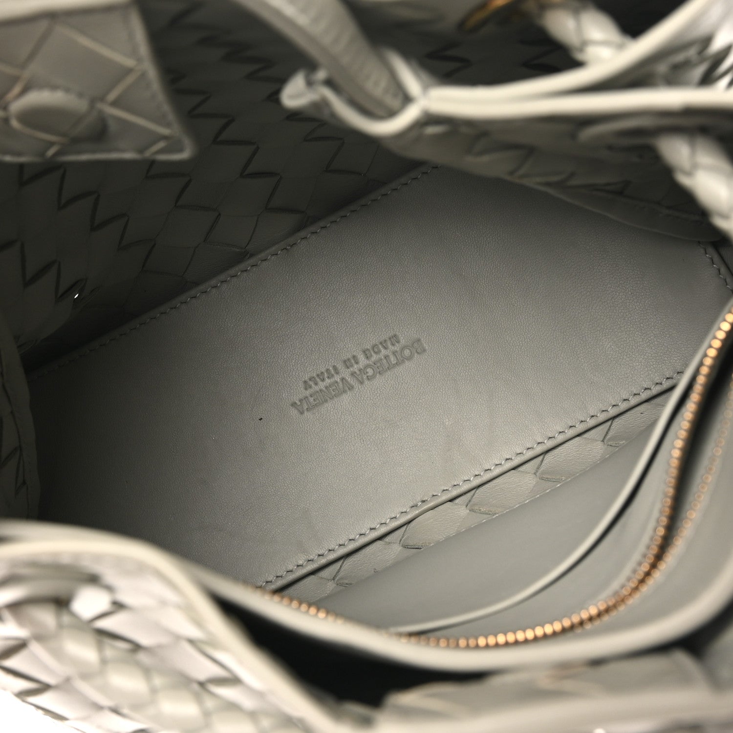 Bottega Veneta Nappa Intrecciato Small Andiamo Shoulder Bag Agate Grey 5 of 9