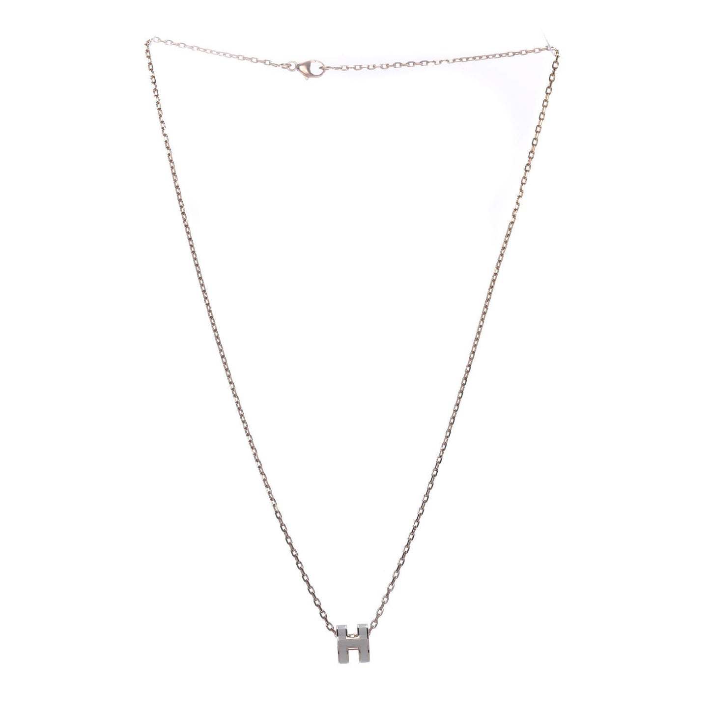 Lacquered Rose Gold Mini Pop H Pendant Necklace White