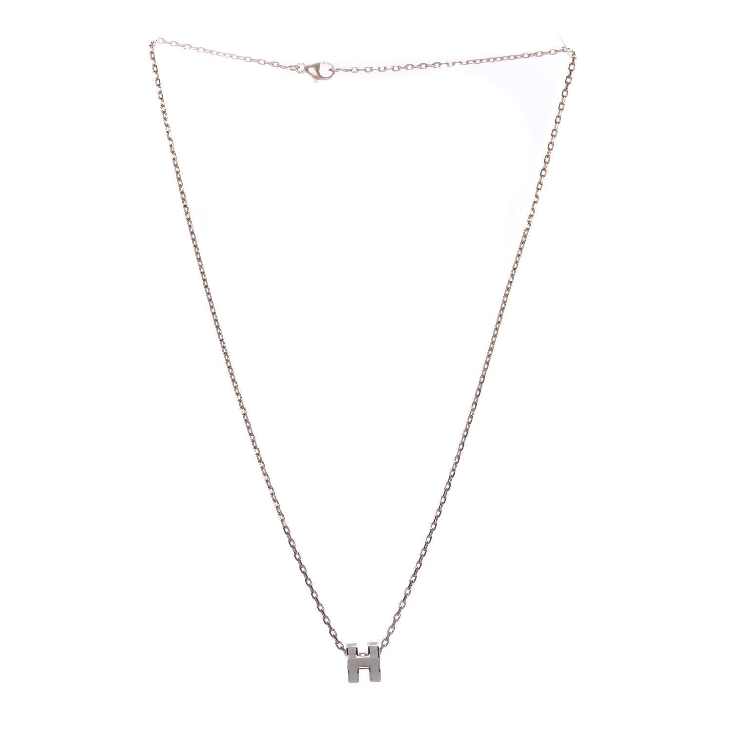 Hermes Lacquered Rose Gold Mini Pop H Pendant Necklace White 3 of 6