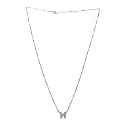 Hermes Lacquered Rose Gold Mini Pop H Pendant Necklace White 3 of 6
