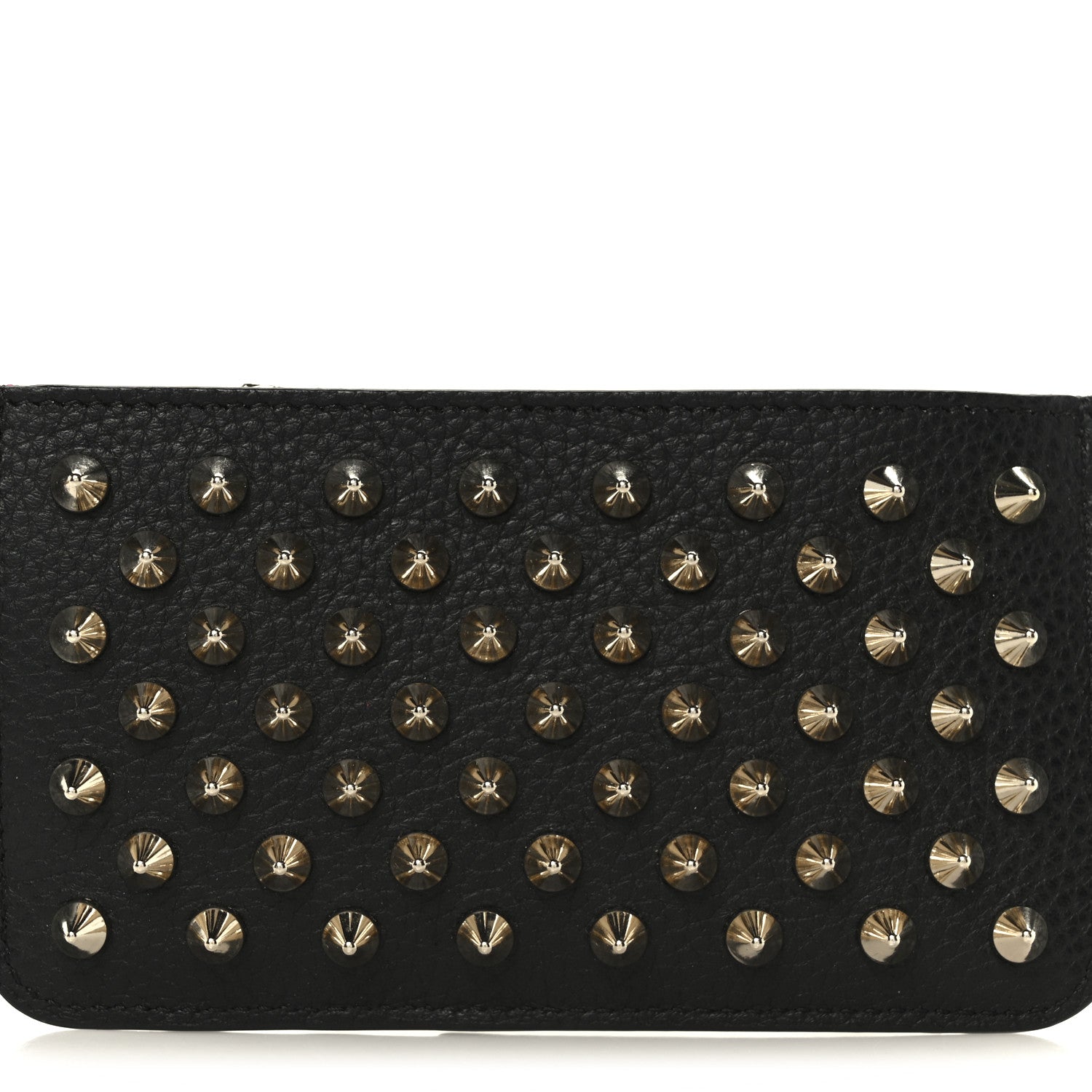 Christian Louboutin Calfskin Panettone Spiked Zip Card Holder  Black 8 of 9