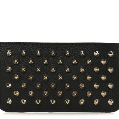 Christian Louboutin Calfskin Panettone Spiked Zip Card Holder  Black 8 of 9
