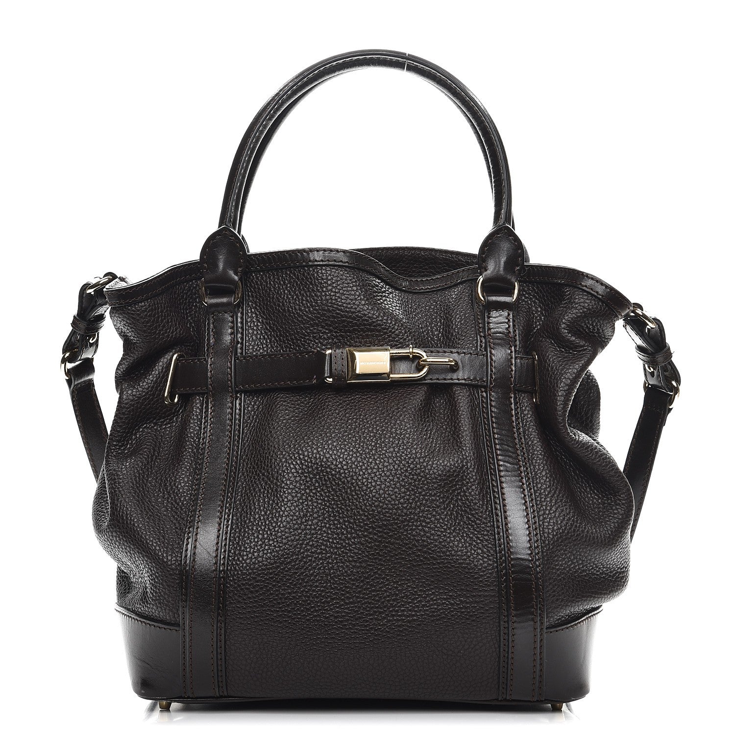 Burberry Grainy Calfskin Cinched Tote Dark Brown 1 of 14
