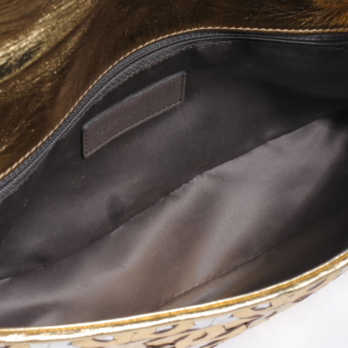 Calfskin Crackled CC Mix Medium Flap Gold Silver