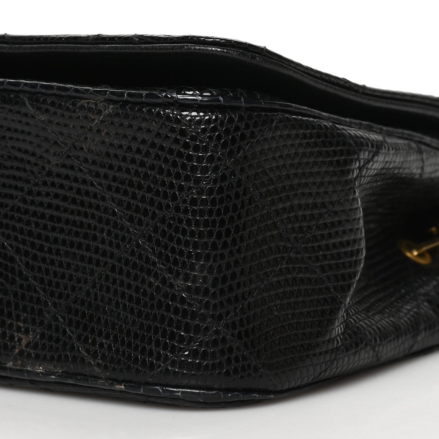 Lizard Quilted Small Single Flap Black