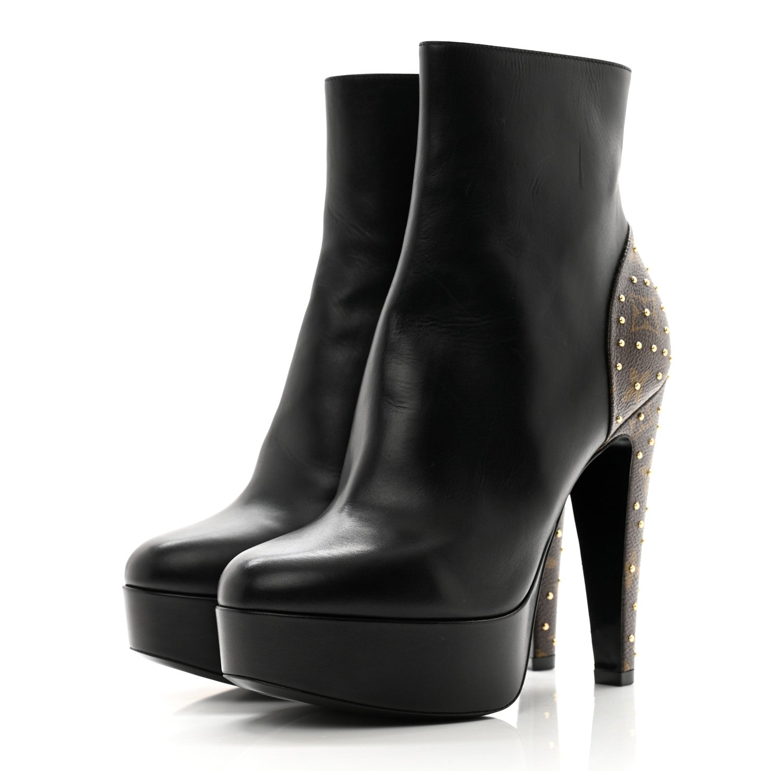 Louis Vuitton Calfskin Monogram Afterglow Platform Ankle Boots 38 Black 3 of 11