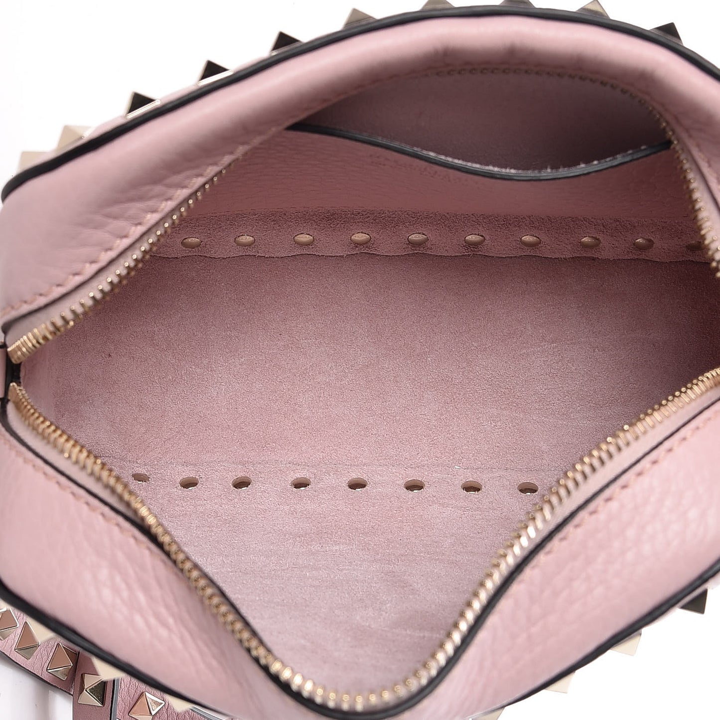 Calfskin Rockstud Camera Crossbody Bag Water Rose