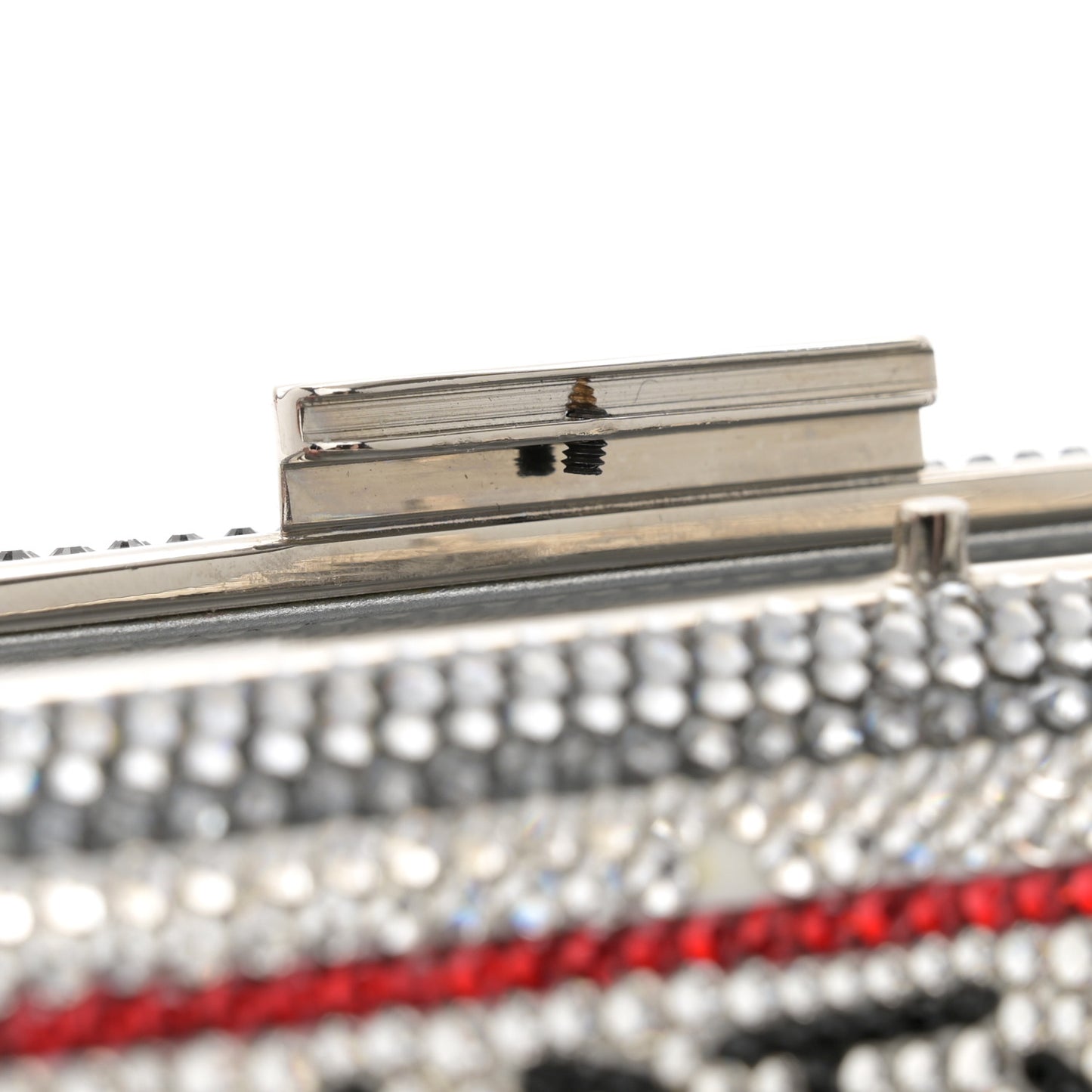 Crystal Bespoke Rainbow Mix Slim Slide Minaudiere Clutch Multicolor