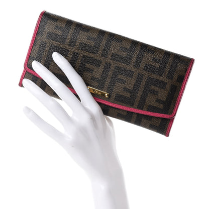 Fendi Vitello Elite Zucca Envelope Wallet Tobacco Pink 2 of 8